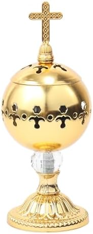Nazareth Store Gold Incense Burner Charcoal Brass Cross 79 Aromatherapy Decorative Holder