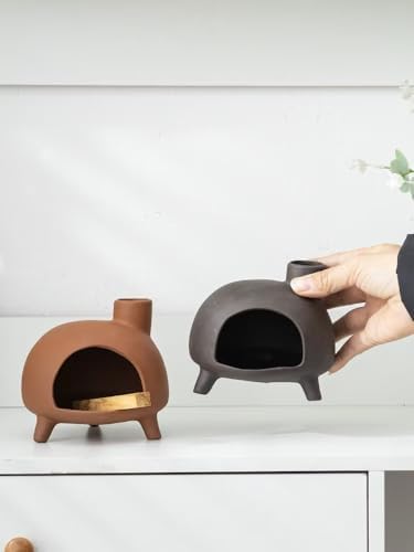 Handmade Ceramic Palo Santo Holder Burner - Mini Chimenea Incense Dish for Aromatherapy and Home Decor