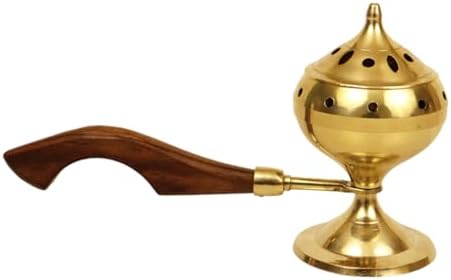 Spillbox Traditional Brass Loban Daan with Wooden Handle