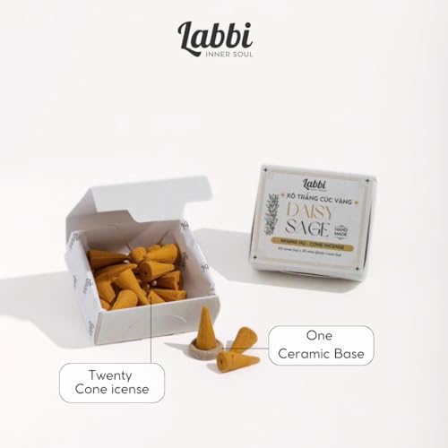 LABBI Natural Incense Cones - 20 Lavender Sage Fragrance for Relaxation and Meditation