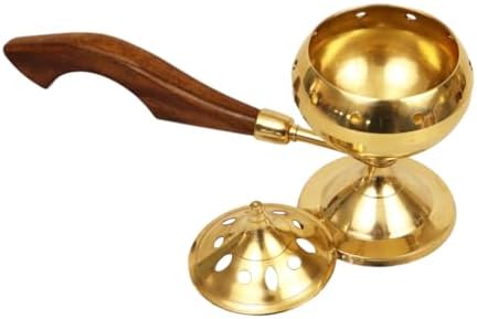 Spillbox Traditional Brass Loban Daan with Wooden Handle