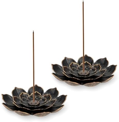 2 Pieces Brass Incense Holder Lotus Burner for Home Yoga Spa