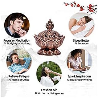 Red Bronze Lotus Incense Burner with Backflow Design