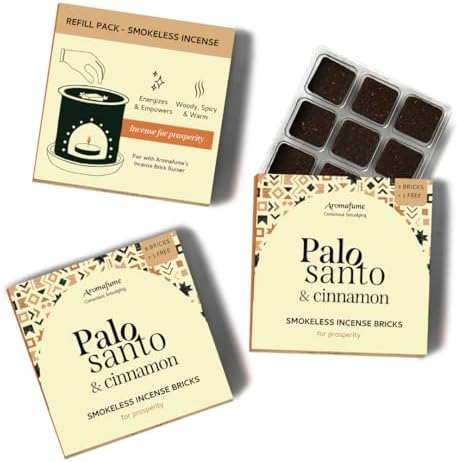 Palo Santo Cinnamon Smokeless Incense Bricks Refill 3x9 Bricks Aromatherapy Smudging Natural Air Fresheners