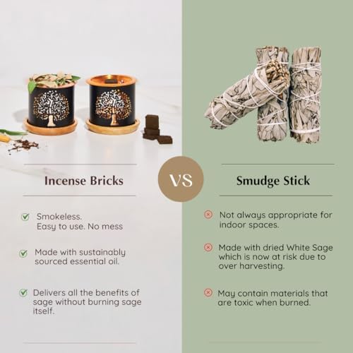 White Sage Frankincense Incense Bricks with Snowflake Burner by Aromafume
