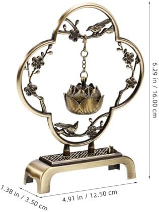 Homoyoyo Mini Hanging Incense Burner Vintage Alloy Censer with Chain Decorative Lotus Ball for Home Meditation