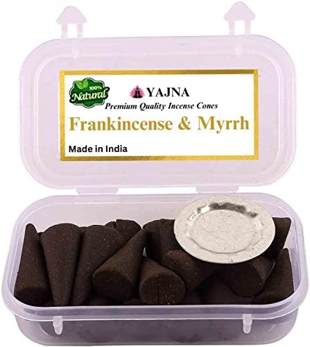 Yajna Frankincense and Myrrh Natural Incense Cones 60 Count