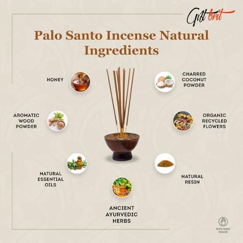 Giftbrit Palo Santo Natural Incense Sticks 100 Pack with Holder