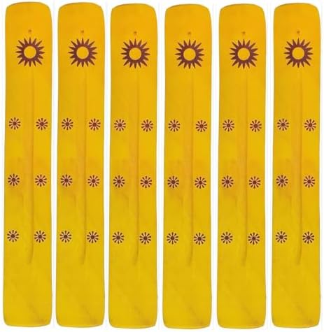 Hosley Set of 6 Yellow Wooden Incense Burners