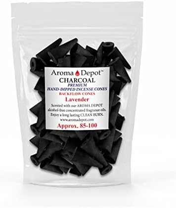 Aroma Depot 2 Inch Lavender Charcoal Incense Cones 45-50 Pack