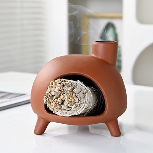 Handmade Ceramic Palo Santo Holder Burner - Mini Chimenea Incense Dish for Aromatherapy and Home Decor