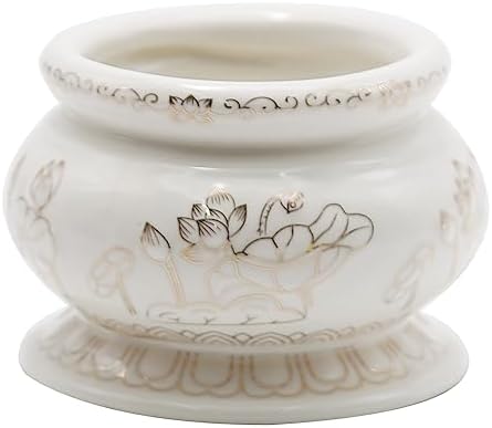 4-Inch White Ceramic Incense Burner Pot for Meditation and Prayer