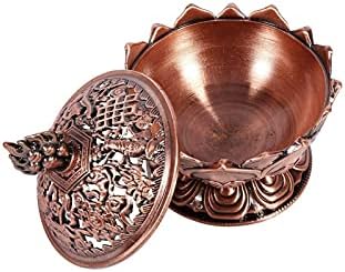 Red Bronze Lotus Incense Burner with Backflow Design