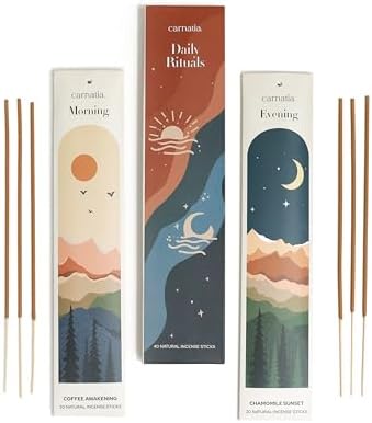Carnatia Daily Rituals Incense Sticks Set Coffee Chamomile Scents for Morning Energy Evening Relaxation