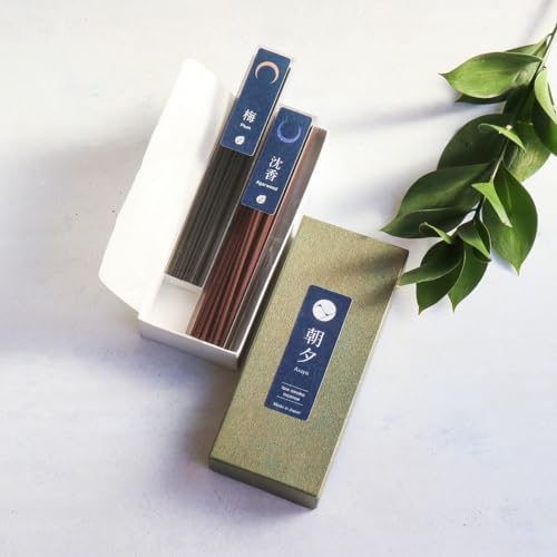 Asayu Japan 2-in-1 Low Smoke Incense Sticks Set with Plum and Agarwood Scents