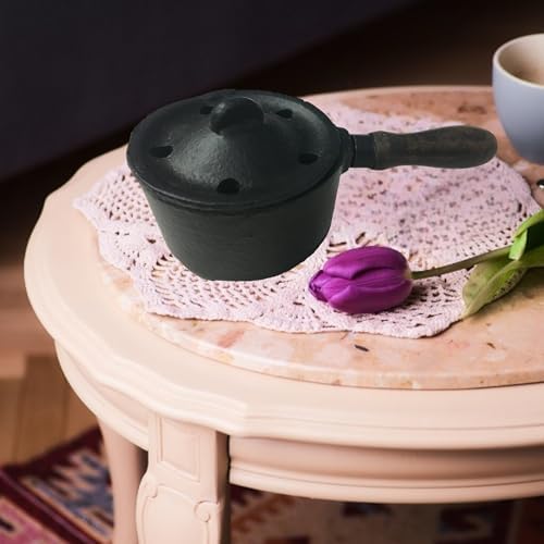 Vrinda Black Iron Incense Burner with Lid - Compact and Durable
