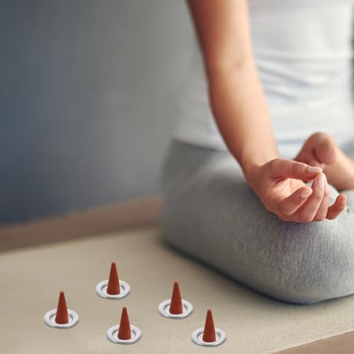 POPETPOP 50Pcs Tower Incense Trays - Silver Metal Plates for Home Decor