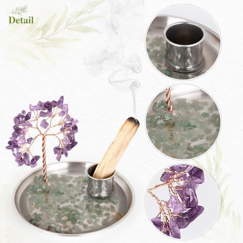 OTOFY Purple Crystal Tree Incense Holder for Palo Santo