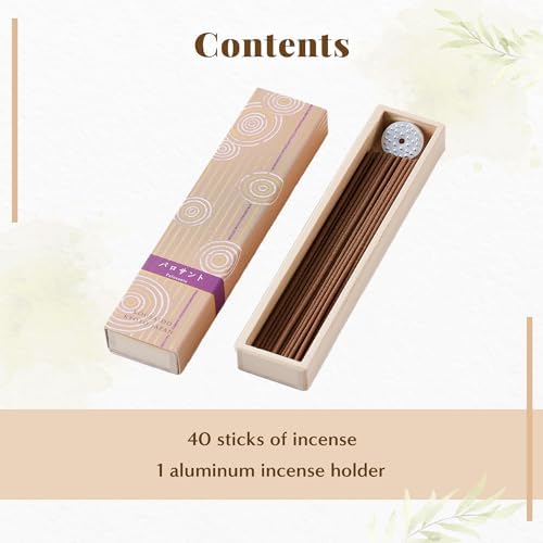 Hasegawa Hyakurakuko Premium Sandalwood Incense Sticks 40 Count with Holder