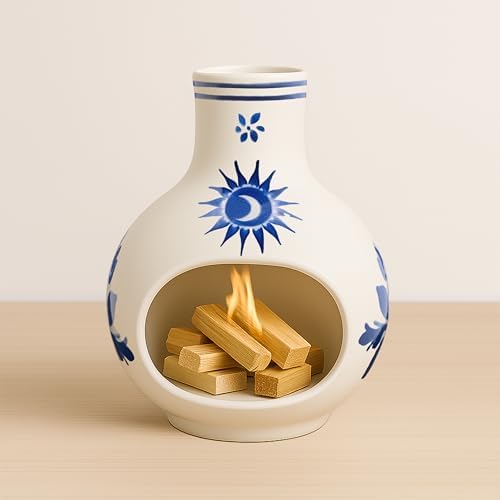 Ceramic Palo Santo Burner with Ash Catcher Floral Design