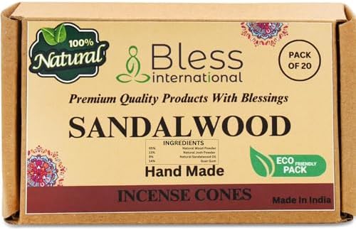 Bless International Sandalwood Natural Incense Cones 20 Count