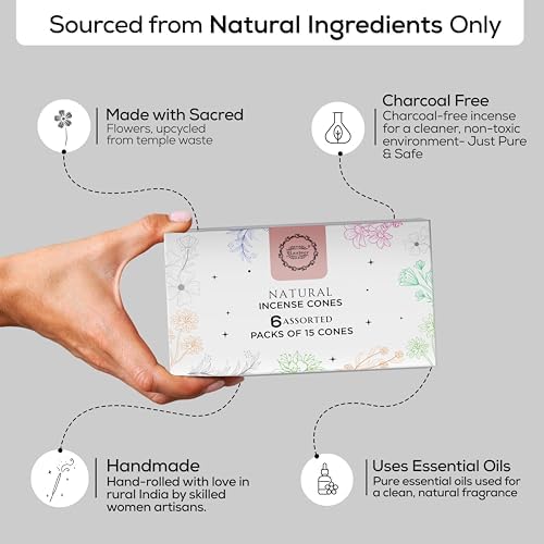 Raajsee Natural Incense Cones Gift Pack 90 Total