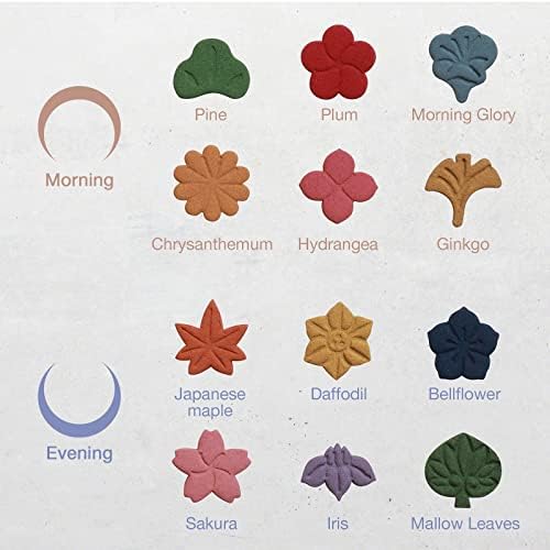 Asayu Japan Flower Pressed Incense Set with Brass Holder 12PCS