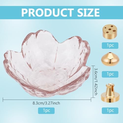PLIGREAT Glass Cherry Blossom Incense Holder for Sticks and Conical Incense 3 Styles Burner
