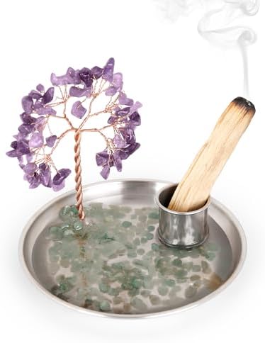 OTOFY Purple Crystal Tree Incense Holder for Palo Santo