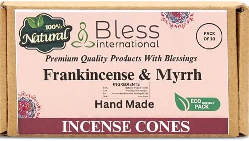 Bless International Frankincense and Myrrh Natural Incense Cones for Purification and Relaxation