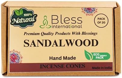 Bless International Sandalwood Natural Incense Cones 20 Count
