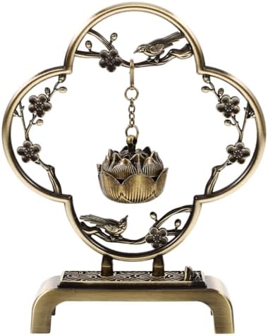 Homoyoyo Mini Hanging Incense Burner Vintage Alloy Censer with Chain Decorative Lotus Ball for Home Meditation