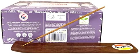 Govinda Incense Stick Holder Bundle with Satya Bangalore Lavender Incense Sticks - 12 Boxes