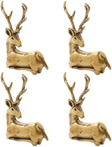 4Pcs Adorable Deer Figurine Solid Brass Decor