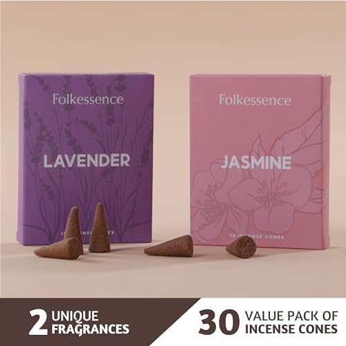 Folkulture Incense Cones Set of 20 Lavender Jasmine Variety Pack