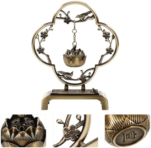 Homoyoyo Mini Hanging Incense Burner Vintage Alloy Censer with Chain Decorative Lotus Ball for Home Meditation