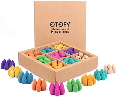 OTOFY Backflow Incense Cones 180 Pcs Natural Floral Waterfall Incense