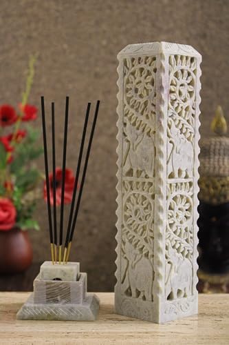 Handmade Carving Soapstone Incense Stick Holder Tower