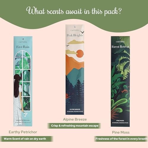Carnatia Nature Incense Sticks Set of 6 for Stress Relief and Inner Peace