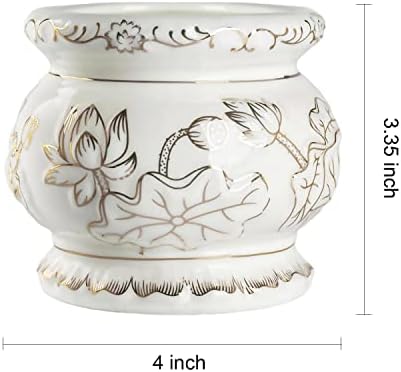 Houlu Small White Ceramic Incense Burner for Buddha Worship