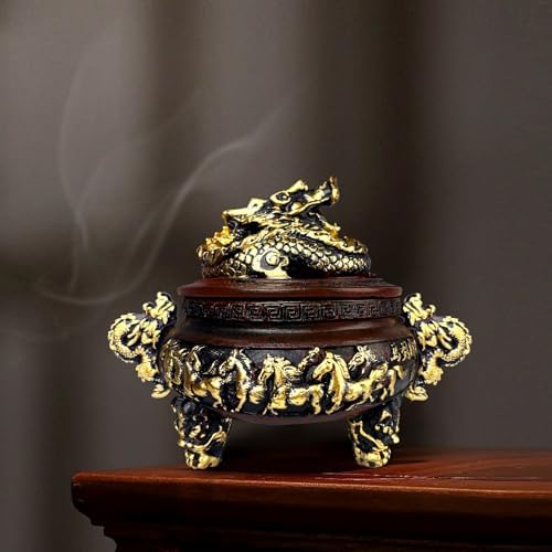 Dragon Resin Incense Burner with Lid and Stand