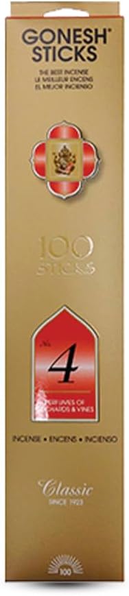Gonesh Classic Collection 10 Inch Slow Burn Incense Sticks - No 4 100 Pack