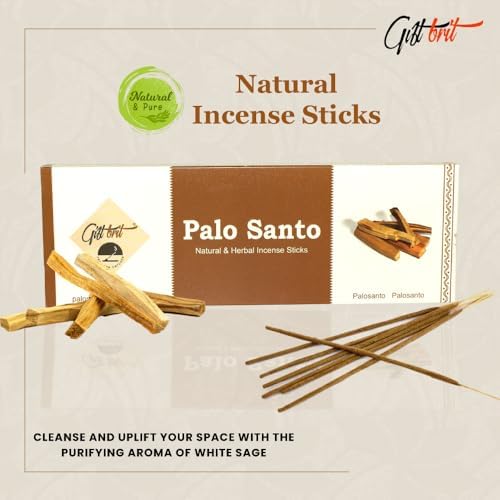 Giftbrit Palo Santo Natural Incense Sticks 100 Pack with Holder