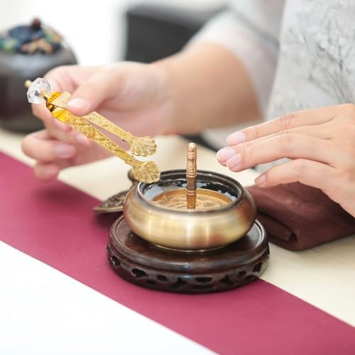 4 Pc Golden Incense Tongs with Floral Handle