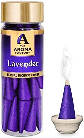 The Aroma Factory Incense Dhoop Cone Lavender 1 Bottle x 30 Cones