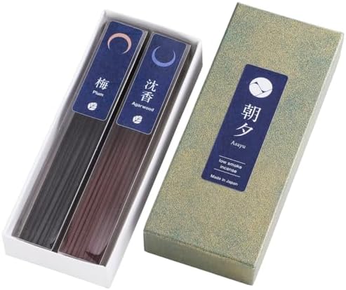 Asayu Japan 2-in-1 Low Smoke Incense Sticks Set with Plum and Agarwood Scents