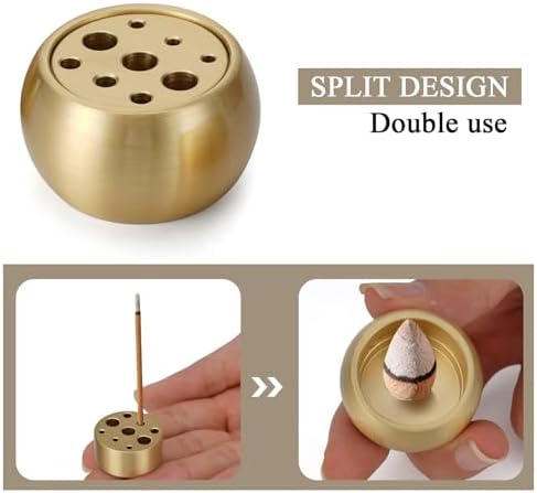 2 in 1 Incense Burner with Ash Catcher and Brass Holder