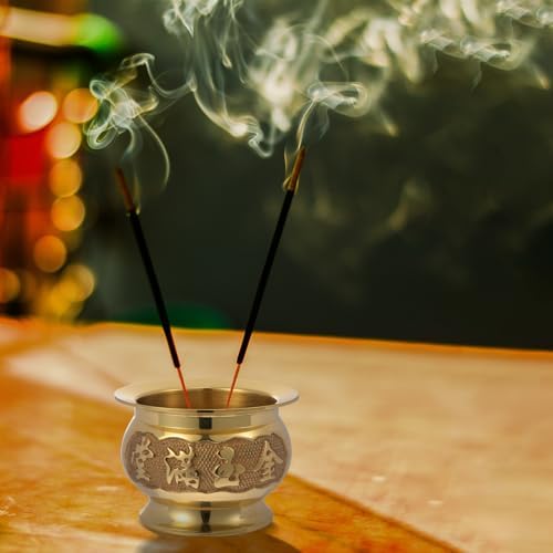HEALLILY Buddhist Incense Holder Copper Offering Bowl Decor