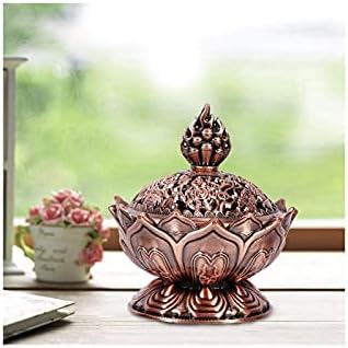 Red Bronze Lotus Incense Burner with Backflow Design