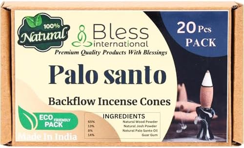 Bless International Palo Santo Natural Incense Backflow Cones 20 Count